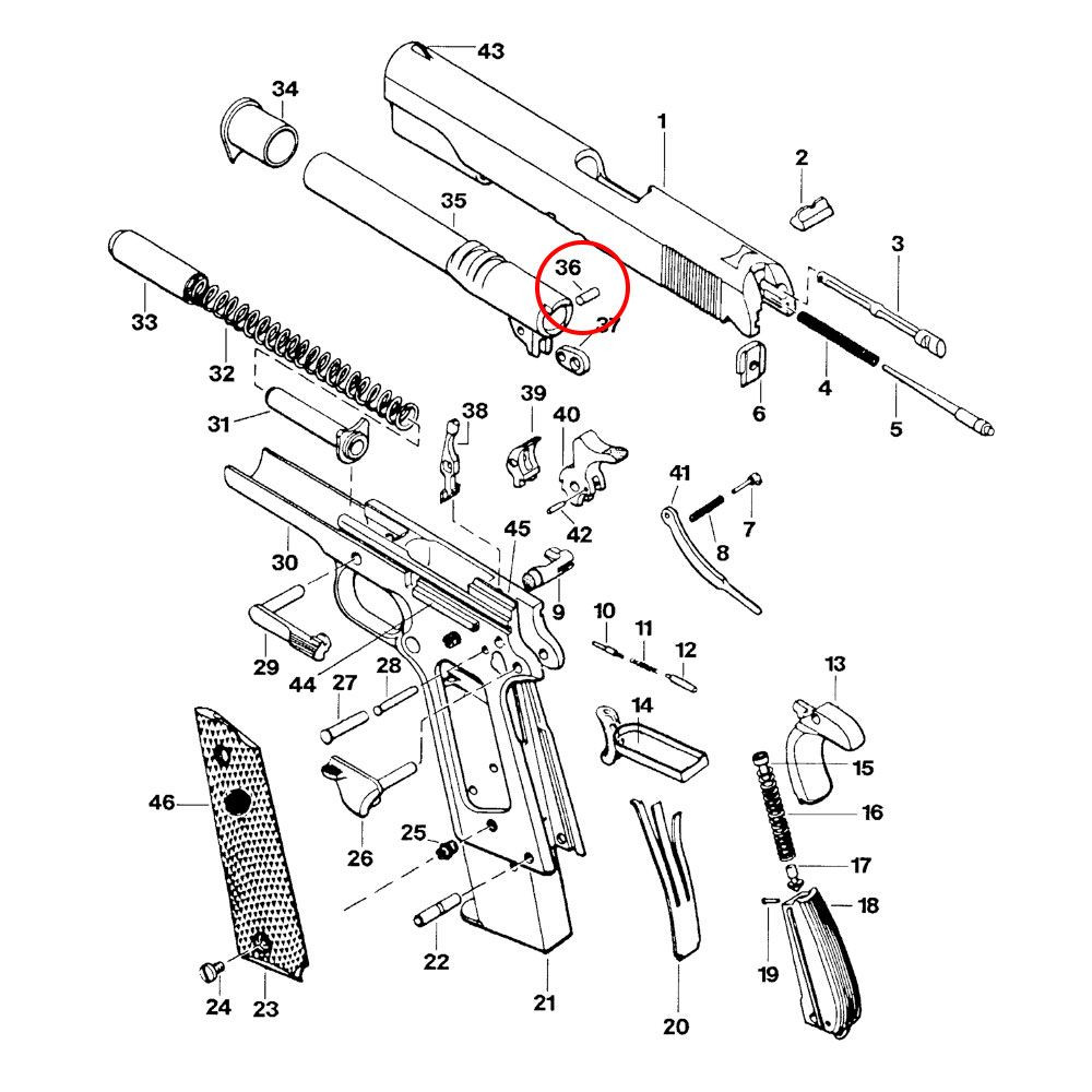 Eemann Tech Barrel Link Pin for 1911/2011, Silver