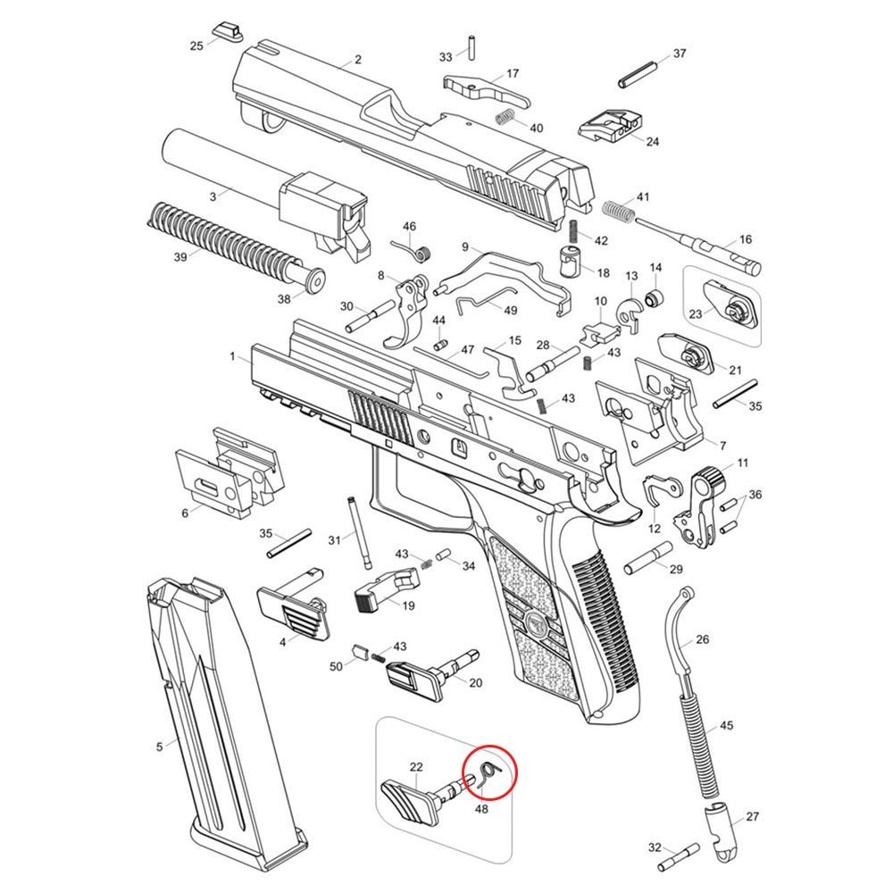 Eemann Tech Hammer Decocking Lever Spring for CZ P-07/P-09