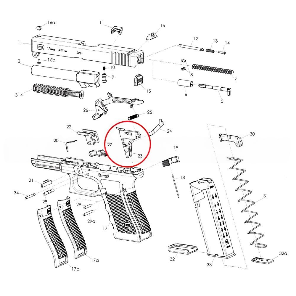 Eemann Tech Trigger Housing with Ejector for GLOCK GEN3 9MM