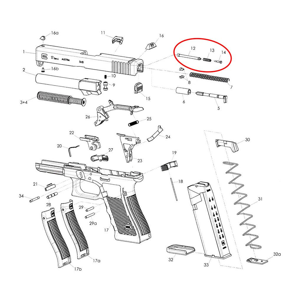 Eemann Tech Extractor Depressor Plunger Assembly for GLOCK 9mm