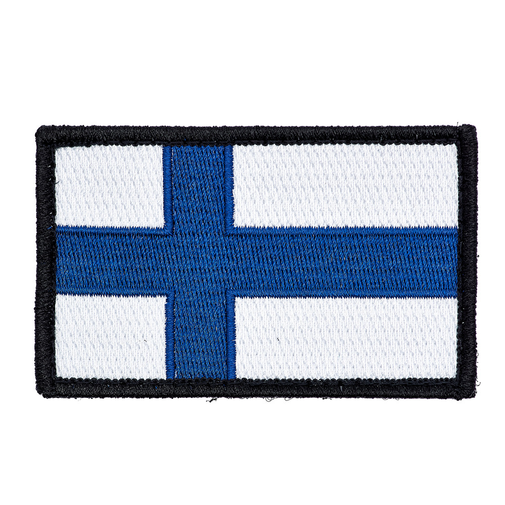 Finland Flag Embroidery Patch with Fastener Hook and Loop