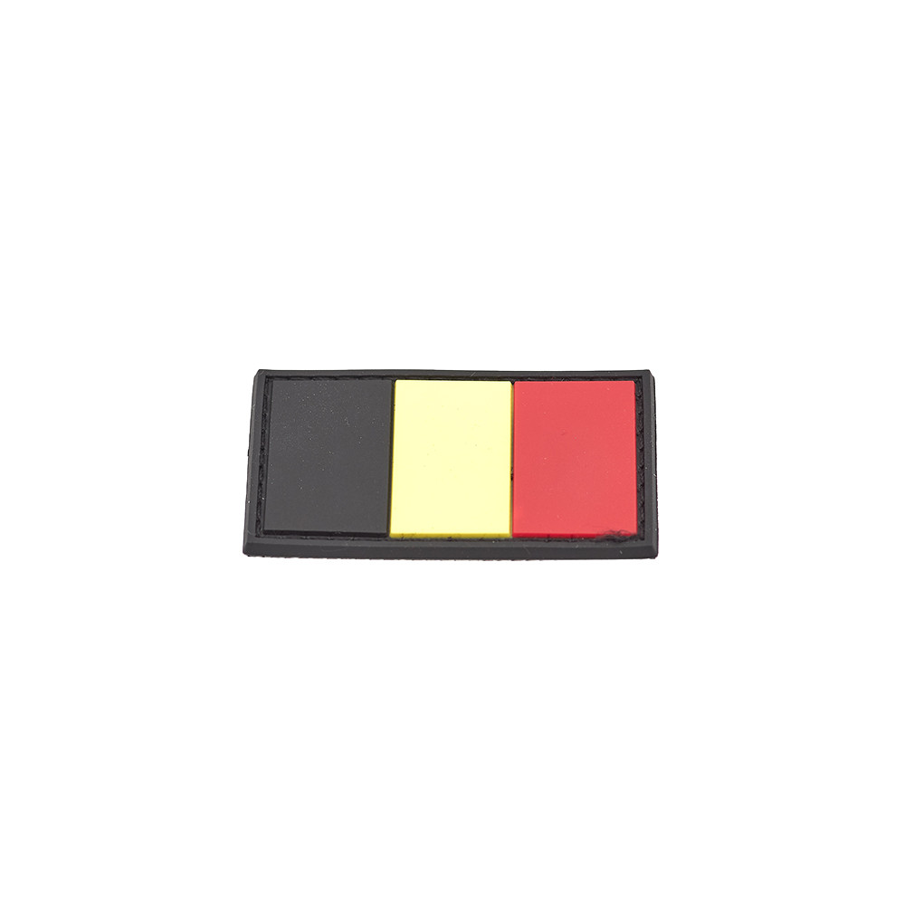 Belgium Flag PVC Patch 3x5cm with Hook and Loop Fastener