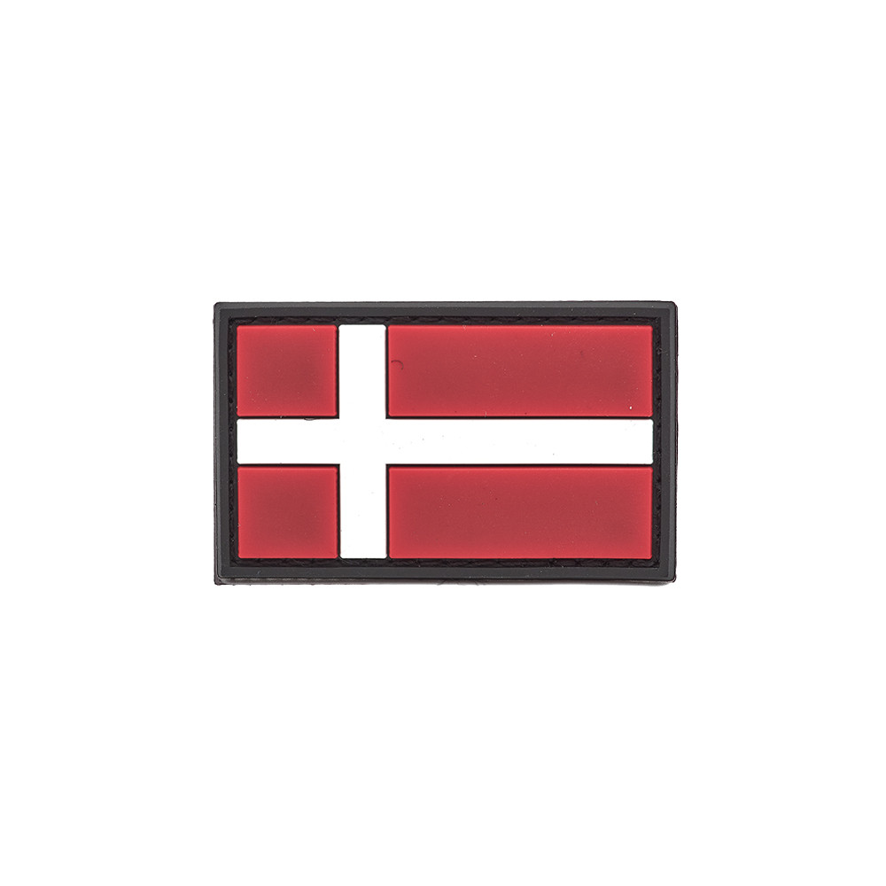 Danish Flag PVC Patch 3x5cm with Hook and Loop Fastener